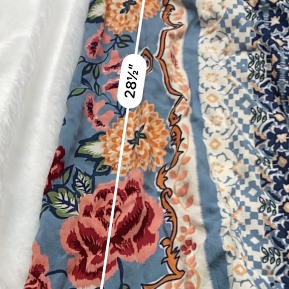 Cream & Bright Floral Mixed Print Linen Strappy Boho Shift Mini Dress - Picture 11 of 11